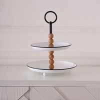 Plateaux de service décoratifs en métal à 2 niveaux, support à gâteau en métal blanc pour centre de table de mariage et décoration de fête