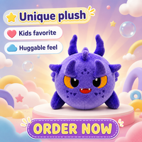 Peluche Monstre Violet Personnalisée OEM, Poupée en Peluche Ronde de Créature de Dessin Animé avec Détails Brodés