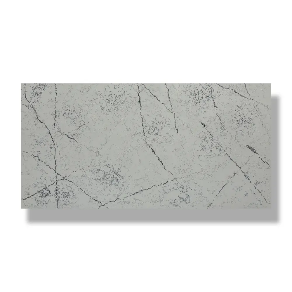 PXQZ220804-1 Painéis de pedra sintética para bancada de cozinha de fábrica de processamento de móveis de quartzo branco