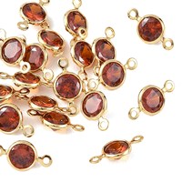 PandaHall SHEGRACE 20 pièces Connecteurs de boucles d'oreilles en laiton sans nickel, pavé de zircone cubique, ronds et plats, style Kundan