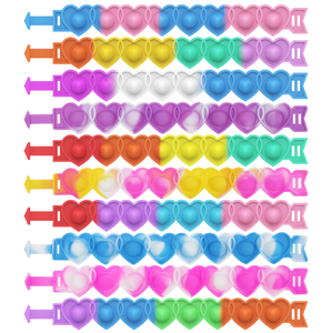 Valentine's Day Gift Silicone Heart Pop Fidget Bracelet for Kids Stress Relief Toy