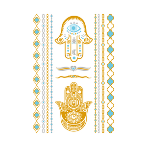 <span class=keywords><strong>Tatuajes</strong></span> Temporales Metálicos Dorados a Prueba de Agua para Mujeres, Niñas y Adultas, Arte Corporal y Facial, Papel Ecológico, Sexy y Moderno - Product Image 1