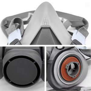 Yhlb पुनः प्रयोज्य भूरे रंग का आधा चेहरा श्वासयंत्र 6200 स्प्रे मास्क सक्रिय कार्बन फिल्टर फोम नाक पैड एंटी-धूल मिथाइल क्लोराइड - Product Image 2