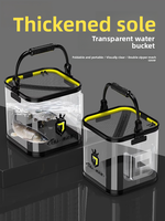 Seau de pêche pliable portable en EVA transparent avec protection pour les poissons, conteneur pour poissons vivants