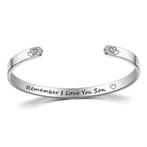 Go Party – Bracelet à manchette en acier inoxydable, bijoux de famille, lettre souvenir, je t'aime, <span class=keywords><strong>maman</strong></span>, <span class=keywords><strong>papa</strong></span>, fille, fils, Bracelets gravés - Product Image 3