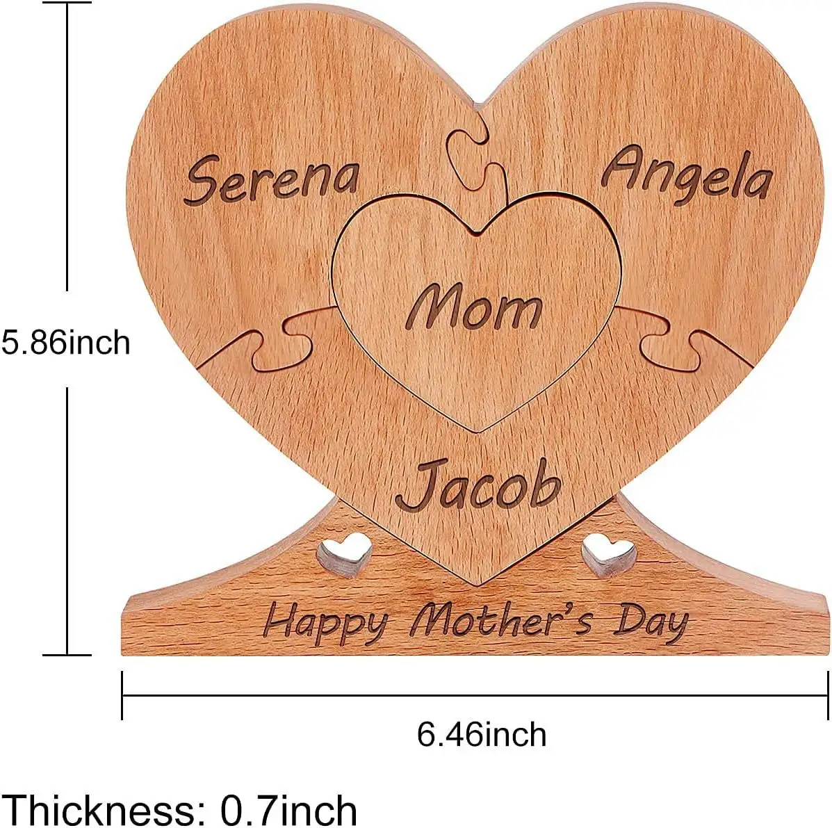 Regalo de madera en forma de corazón para mamá en el Festival del Día DE LA MADRE Decoración del hogar