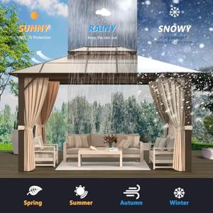 Offre spéciale Gazebo extérieur en aluminium étanche 12x2012x16 5x5 Gazebo enduit avec rideaux - Product Image 5