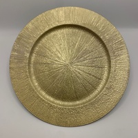 Assiettes de présentation de luxe en plastique argenté, vert et or de 13 pouces pour mariage, décoratives et pour fêtes