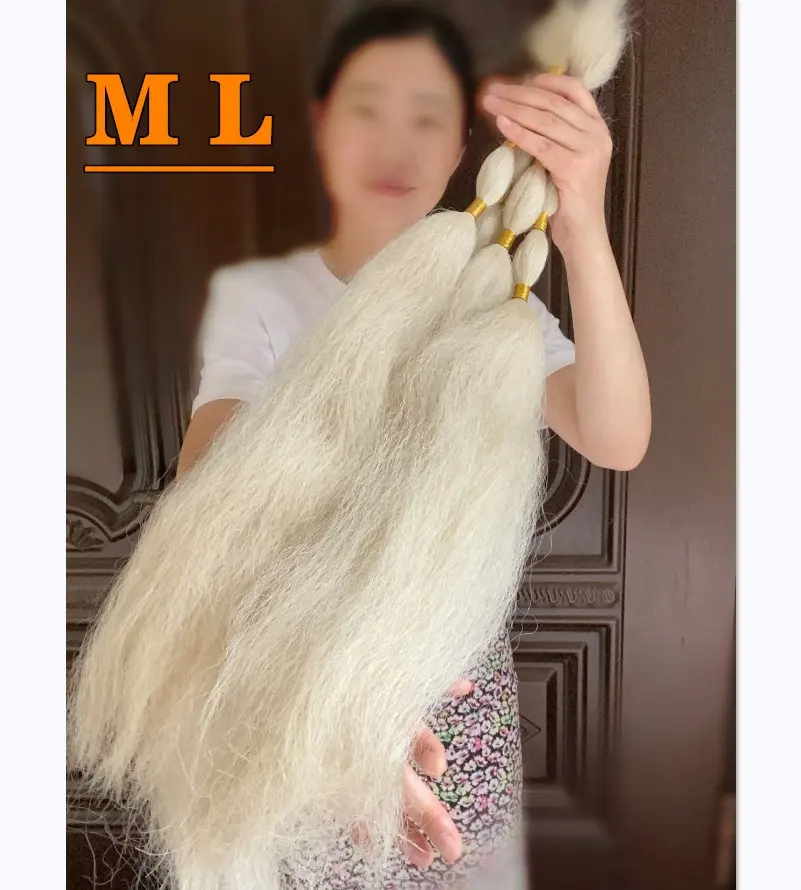 Yak hair extensions 100% yak tail hair natural white color 30''