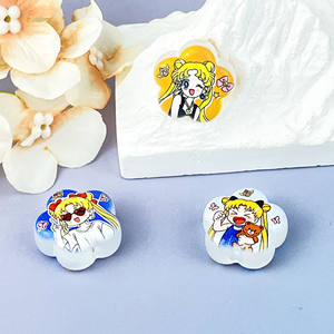 Wholesale Acrylic DIY Beautiful <b>Sweet</b> Cute Girl Flower Shape Bead Materials for Jewelry Making with Holes Cartoon Accessories - Product Image 4