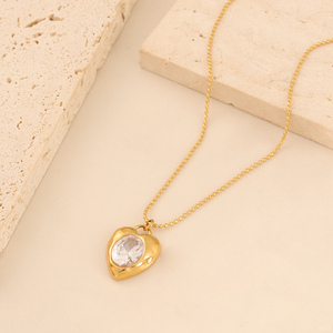สร้อยคอจี้รูปหัวใจประดับเพชรซิคอนชุบทอง 18K PVD สแตนเลสกันน้ำ <span class=keywords><strong>MSX</strong></span> สำหรับผู้หญิง เป็นของขวัญ - Product Image 3