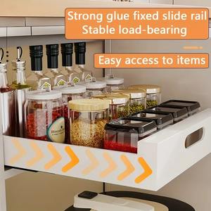 Organisateur de <span class=keywords><strong>tiroir</strong></span> de <span class=keywords><strong>cuisine</strong></span> extensible à glissière lisse, sans clou, avec cadre en métal robuste sous l'armoire - Product Image 4