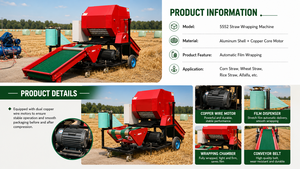 Machine d'emballage automatique pour ensilage de fourrage, qualité alimentaire, contrôlée par PLC, 220V/380V, facile à utiliser - Product Image 3