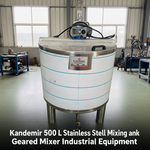 Cuve de mélange en acier inoxydable Kandemir 500 L avec mélangeur à engrenages, équipement industriel - Product Image 3