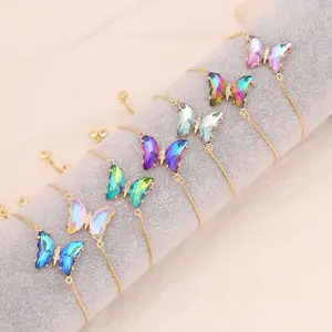 Fashion Multicolor Zircon Butterfly Bracelet Personality 18k Gold Women's Gold Jewelry Wholesale