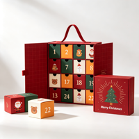 Boîte de calendrier de l'avent de Noël rouge de luxe à 24 tiroirs pour bijoux, cosmétiques, emballage cadeau, fabricant