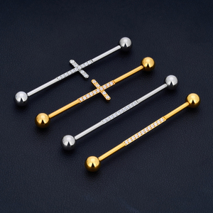 Joyería de <span class=keywords><strong>Piercing</strong></span> Corporal de Moda, Barra de Labret Triangular Desmontable de Titanio G23 ASTM F136, 14G, con Zirconia, para Oreja - Product Image 4