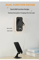Lampes murales LED modernes pour chambre d'hôtel, angle réglable, double charge USB type-A/type-C, éclairage de chevet compatible