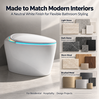 WC intelligent automatique moderne avec bidet électrique, en céramique monobloc, télécommande, siège chauffant, fonction lavage féminin, siphon en P/S
