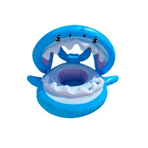 Flotador Inflable de Tiburón Blanco de 95x78x70cm con Diseño de Dibujos Animados para Niños, Juego en la Piscina - Product Image 5