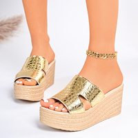 Sandales compensées espadrilles à bout ouvert imprimé serpent pour femme – Collection été