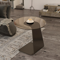 Table console en verre trempé en bambou de style européen, luxe léger, moderne, minimaliste, en forme de C, mobile, salon, meubles de maison