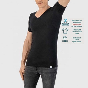 Maglietta da uomo invisibile a prova di sudore con scollo a V, maglietta da uomo modale leggera aderente Color carne Nude - Product Image 5