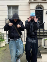Streetwear rétro de haute qualité Hip-Hop Jeans baggy en denim taille haute pour hommes en coton personnalisé de style américain délavé imprimé
