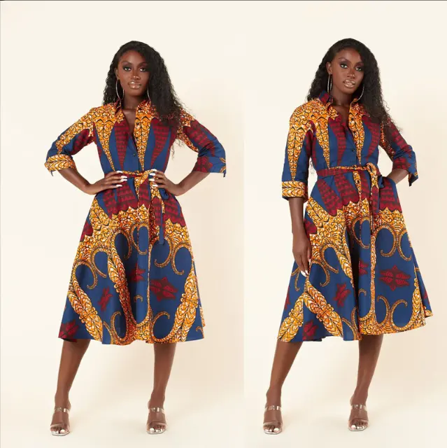 Limanying dress gaya Afrika wanita, pakaian kasual ikat pinggang gaya Afrika