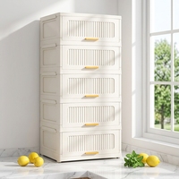 Organizador de Ropa Rectangular de Plástico Moldeado por Inyección, Plegable, de 6 Niveles, con Tapa, Capacidad de 35L, Estilo Americano, Personalizable