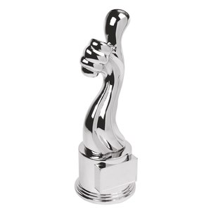 Trofeo con Pollice Alzato, Targa Stampata UV, Medaglia in Cristallo e Alluminio, Design Grafico Personalizzabile - Product Image 1