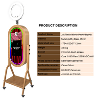 Cabina de Fotos con Espejo de Madera Vintage de 21.5 Pulgadas, Soporte para Impresora, Pantalla Táctil LCD, Carcasa para Cabina de Fotos DSLR con Cámara para Bodas