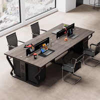 Chaise de bureau moderne simple pour 4-6 personnes ensemble de chaise de bureau financier avec cloison d'écran style bois