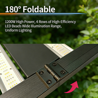 Lampe de culture LED à spectre complet en aluminium 2026, 12 barres, 1200W, indice de protection IP54, garantie 3 ans, pour la croissance des plantes d'intérieur hydroponiques