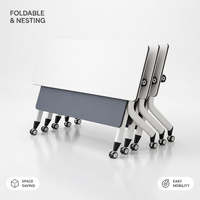 Ensemble de table et chaises de conférence pliantes, table de formation modulaire peu encombrante, plateau rabattable, adapté aux salles de conférence et de formation