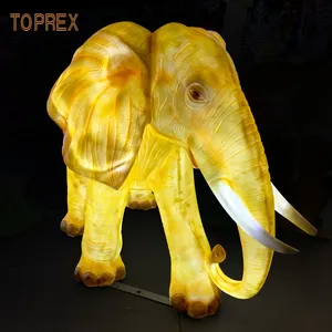 Resin besar dihiasi serat kaca hewan gajah patung kebun binatang simulasi hewan liar gajah patung lampu