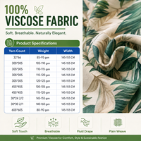 Tissu imprimé en rayonne viscose 100 % doux et respirant, tissé uni, pour la personnalisation de vêtements d'été