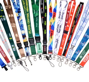 Grosir OEM Sublimasi Poliester Nilon Polos Murah Sesuai Pesanan Logo Cetak Lanyard