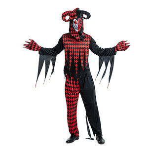 Disfraz de Payaso Terrorífico de Halloween 2026, Mono Rojo y Negro para Adultos - Product Image 1