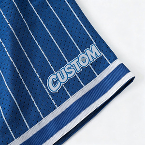 Shorts de basket-ball unisexes personnalisés à rayures bleues avec cordon de serrage à la taille, design à rayures latérales, respirant, en polyester, décontracté, pour le sport - Product Image 4