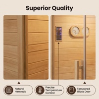 Sauna de Madera de Hemlock Sólido Moderna con Panel de Control Electrónico, Vapor Húmedo, Infrarrojos Lejanos, Portátil, para Casa o Apartamento