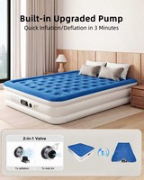 Matelas pneumatique pliable avec pompe intégrée, lit de camping gonflable, gonflage rapide en 3 minutes, léger et portable pour la maison et les voyages