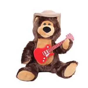 新型电动玩具唱歌扭动弹吉他毛绒小熊搞笑儿童玩具