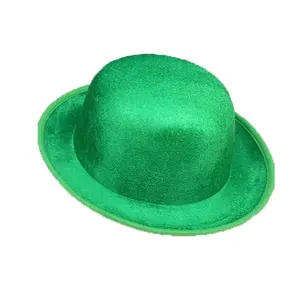 圣。帕特里克节绿色缎面时尚德比服装帽子
