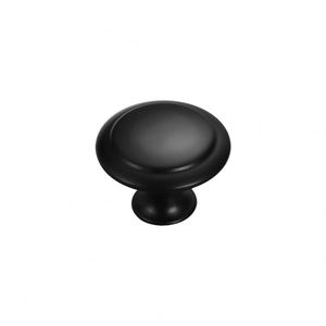 Door <b>Knob</b> for Window Single Hole <b>Black</b> Metal Round Top Handle for Cabinet Wardrobe Drawers Modern Minimalist Design - Product Image 1