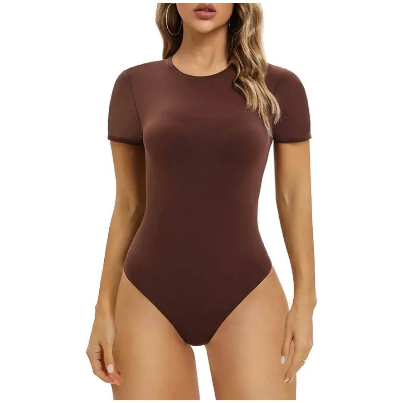 ODM OEM Women's New Round Neck Versatile T-Shirt with Back Zipper Design Slim Fit Short Sleeve Top
