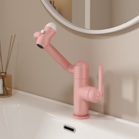 Robinet mélangeur pour enfants rose macaron, résistant aux éclaboussures, salle de bain, rotation universelle à 360 degrés, robinet multifonctionnel