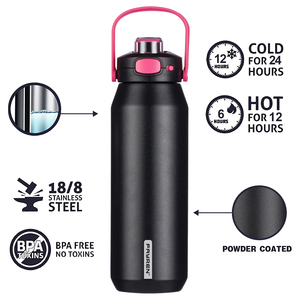 500ML 700ML 1000ML Insulated Stainless Steel Tumbler Leakproof Handle Lid Water <b>Bottle</b> with Leakproof Feature - Product Image 2