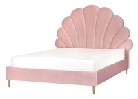 Gepolstertes Bett mit Rahmen Blume 160x200 rosa Schale, Puder rosa Gold Beine