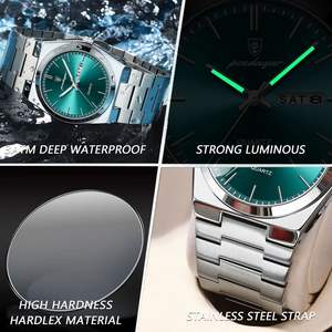 POEDAGAR 930 <span class=keywords><strong>Orologio</strong></span> da Polso Casual Luminoso al Quarzo di Lusso per Uomo con Data e Giorno della Settimana, in Acciaio Inossidabile - Product Image 4